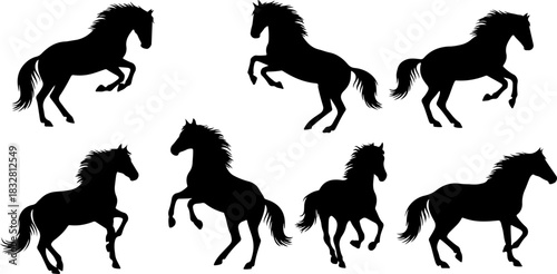 Wild Galloping Horse Silhouettes Collection