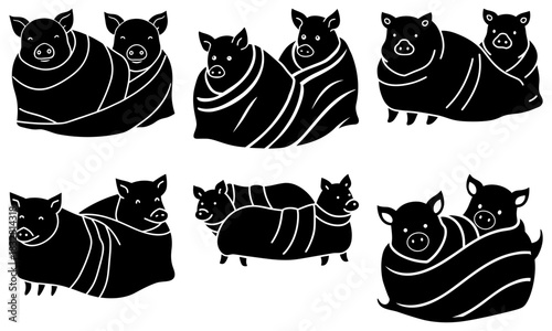 Pigs Wrapped in Blankets Illustration