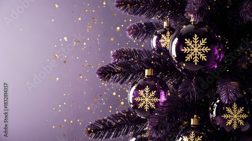 Purple Christmas Tree with Glass balls and Festive Sparkles