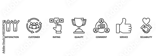 feedback concept. Banner with icons and keywords 