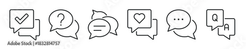 Chatting thin line icon set. Web minimal editable stroke icons