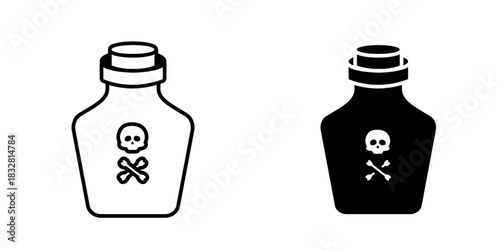 Poison bottle set icon isolated on white background.