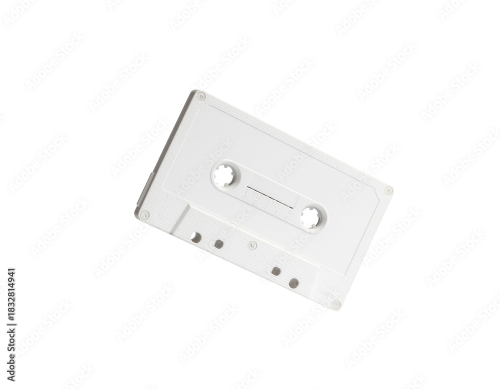 Fototapeta premium A transparent audio cassette tape with detailed features and clear spools for recording and playback