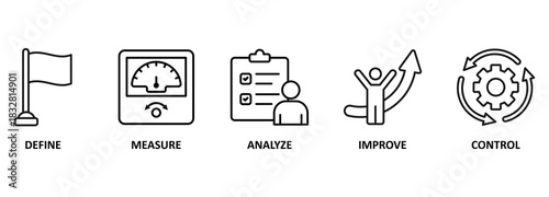Banner lean six sigma vector illustration concept with keywords and icons 