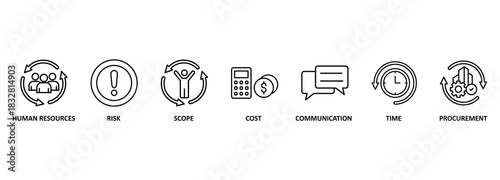 Banner project management vector illustration concept with icons 