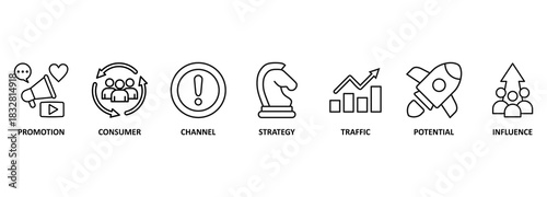 Banner lead generation, marketing process for generating business leads. Vector illustration with icons 