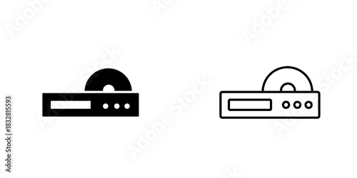DVD player set icon isolated on white background.