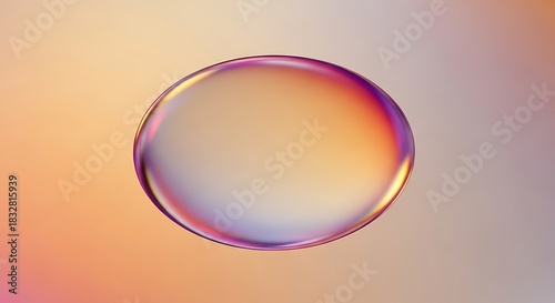 Single iridescent bubble with rainbow reflections on a soft gradient background sphere