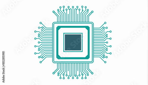 Modern digital processing unit with intricate circuit board design, an abstract electronic component symbolizing advanced technology and computing power