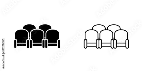 Cinema seat set icon isolated on white background.
