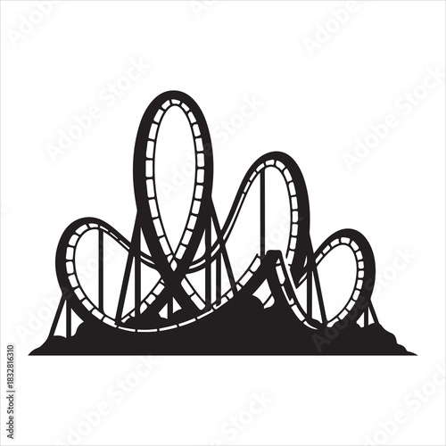 Roller Coaster Silhouette Vector Illustration – Amusement Park Ride Clipart