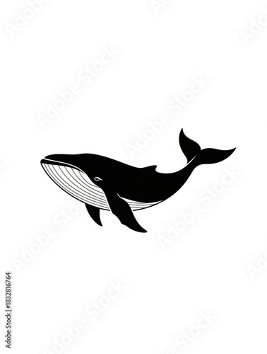 Silhouette of a blue whale swimming