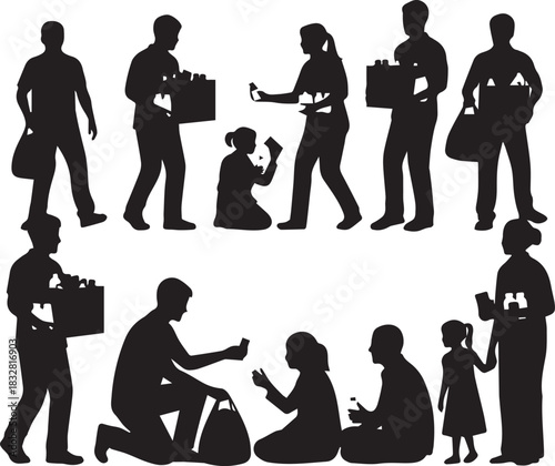 Diverse silhouettes representing community support and giving on international volunteer day