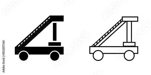 Airport ladder set icon isolated on white background.