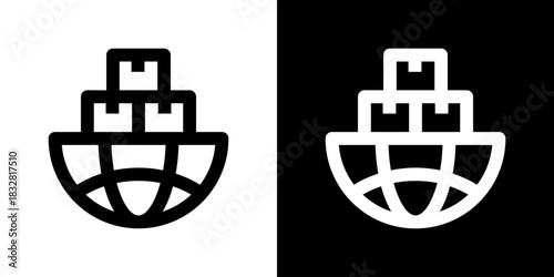 International Trade Icon Vector Illustration. Fresh Line Design Built For Creative Flexibility In Light And Dark Versions. 