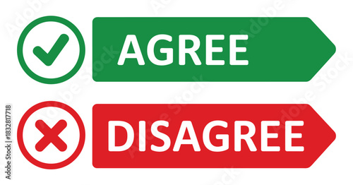 The visual representation of agreement versus disagreement with distinct check and cross symbols.