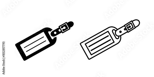 Luggage tag set icon isolated on white background.