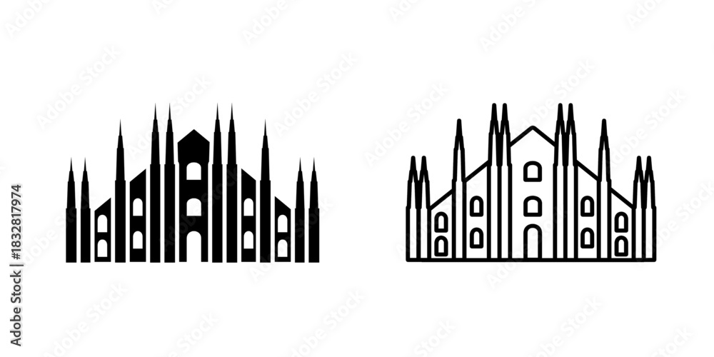 Naklejka premium Milan Cathedral set icon isolated on white background.
