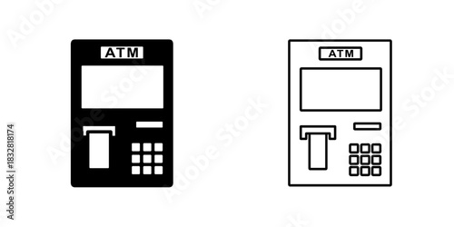 ATM set icon isolated on white background.
