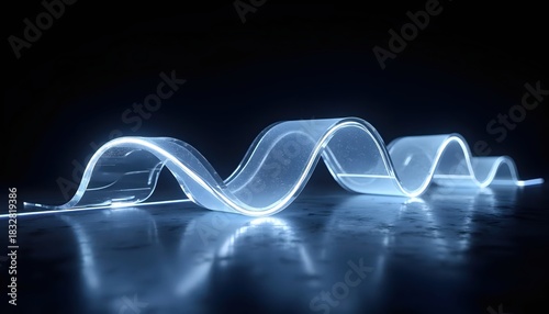 Futuristic Glass Structure Illuminated by Soft Refracted Neon Lights