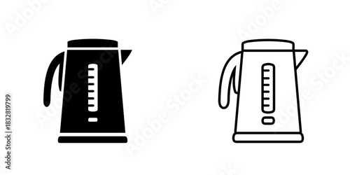Electric kettle set icon isolated on white background.