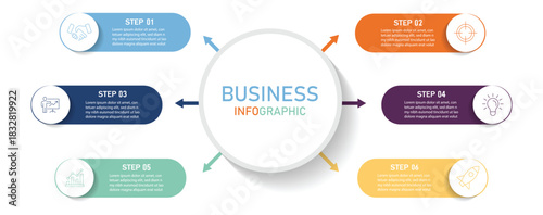 Business data visualization. Vector infographic label design with circle infographic. Abstract elements of graph, diagram with steps, options, parts or processes. 