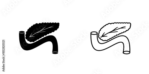 Pancreas set icon isolated on white background.