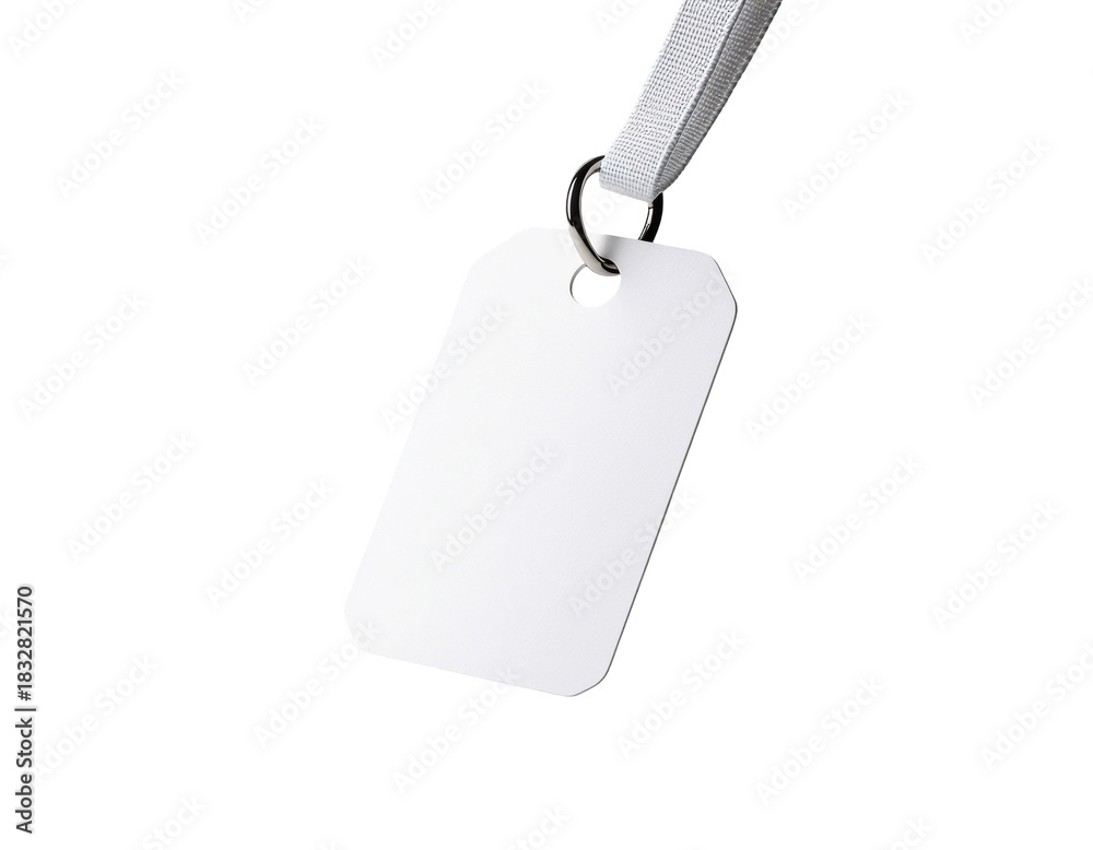 Fototapeta premium Blank white tag with a looped strap suitable for labeling or branding purposes