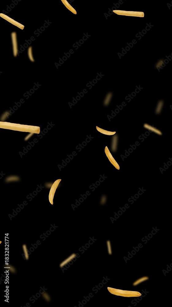 french fries falling isolated alpha channel animation, fast food fried ...