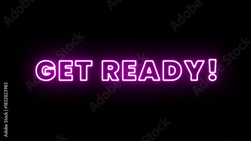 Get Ready Neon Message Animation with Colorful Electric Glow, Modern Digital Typography Background, Futuristic Intro Display for Gaming, Streaming, and Broadcast