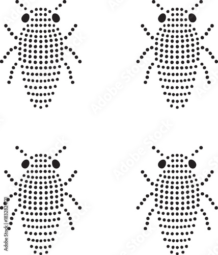 Isolated dot style cicada nymph icon, dot map style insect vector, bug black dot graphic, minimal dot style icon, nature entomology vector illustration, wildlife design project