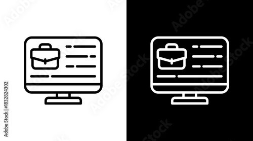 Online Job  White Icon Set Design