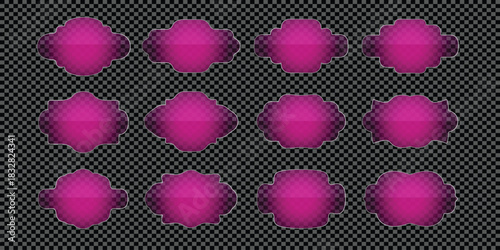 Set of twelve elegant magenta frames, labels, classic design and frames for various uses.