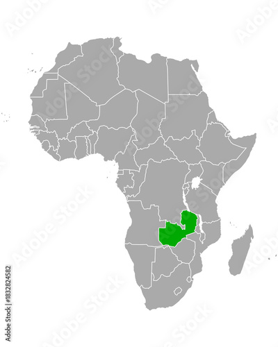 Karte von Sambia in Afrika