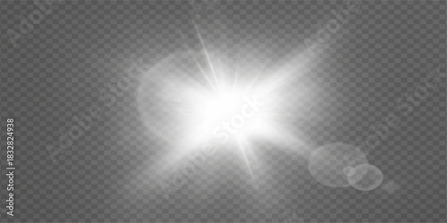 Bright blue abstract vector background with sun light burst and star flare shine illustration of ray beam and glow