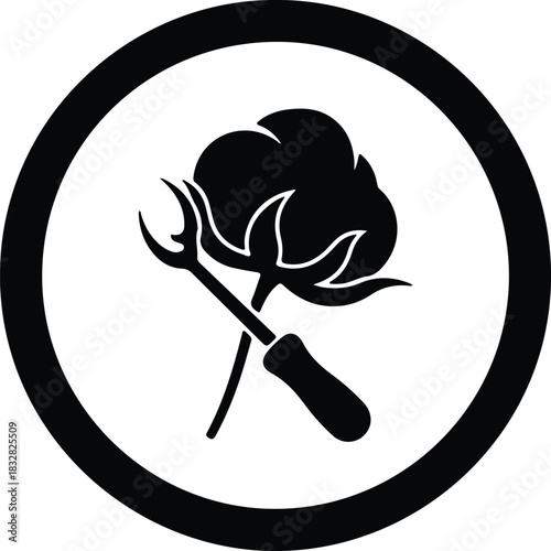 Silhouette Cotton and screwdriver in the circle vector Illustrator