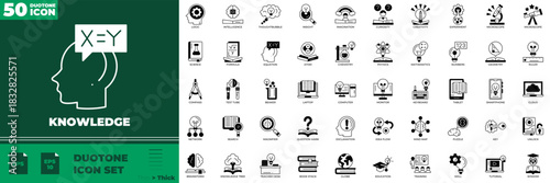 Knowledge Duotone Editable Icons set