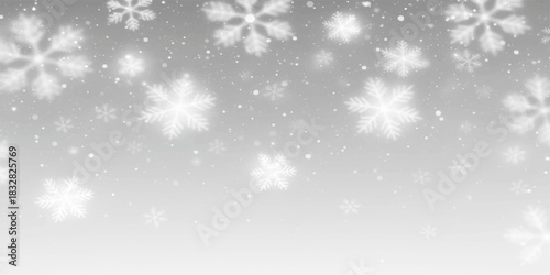 Abstract silver Christmas background with snowflakes and light star pattern