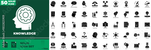 Knowledge Solid Editable Icons set