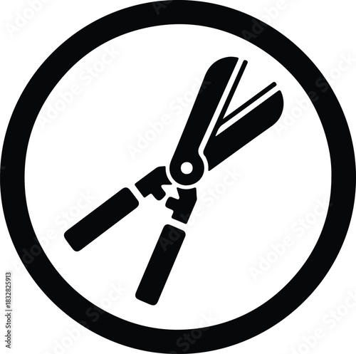 Silhouette hedge trimmers in a circle maintenance equipment vector Illustrator