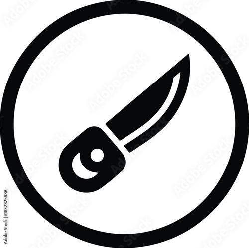 Silhouette knife camping symbol inside circle vector Illustrator