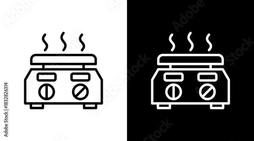 Hot Plate  White Icon Set Design