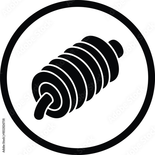 Silhouette spring inside a circle shape black vector Illustrator