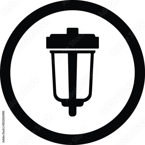 Silhouette water filter pitcher icon in round frame vector Illustrator