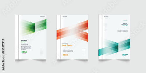 Modern corporate business annual report cover template flyer with geometric gradient design. A4 size book cover template for annual report, magazine, booklet, proposal, brochure, poster