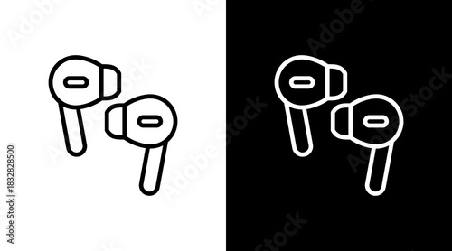 Earbuds  White Icon Set Design
