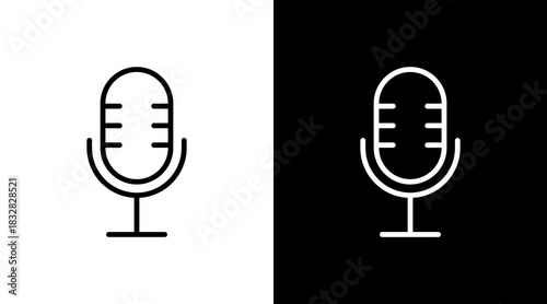 Microphone  White Icon Set Design