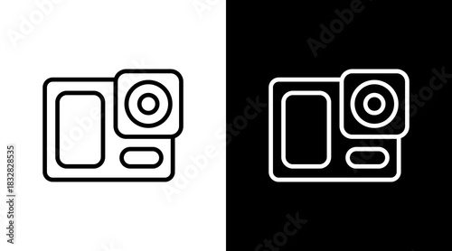 Action Camera  White Icon Set Design