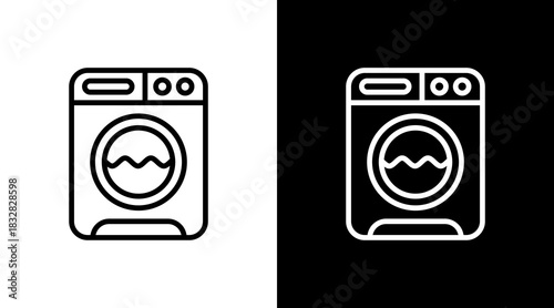 Washing Machine  White Icon Set Design