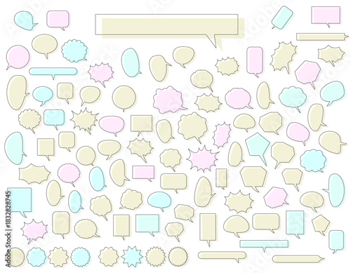 色ズレした吹き出しのセット　カラフル